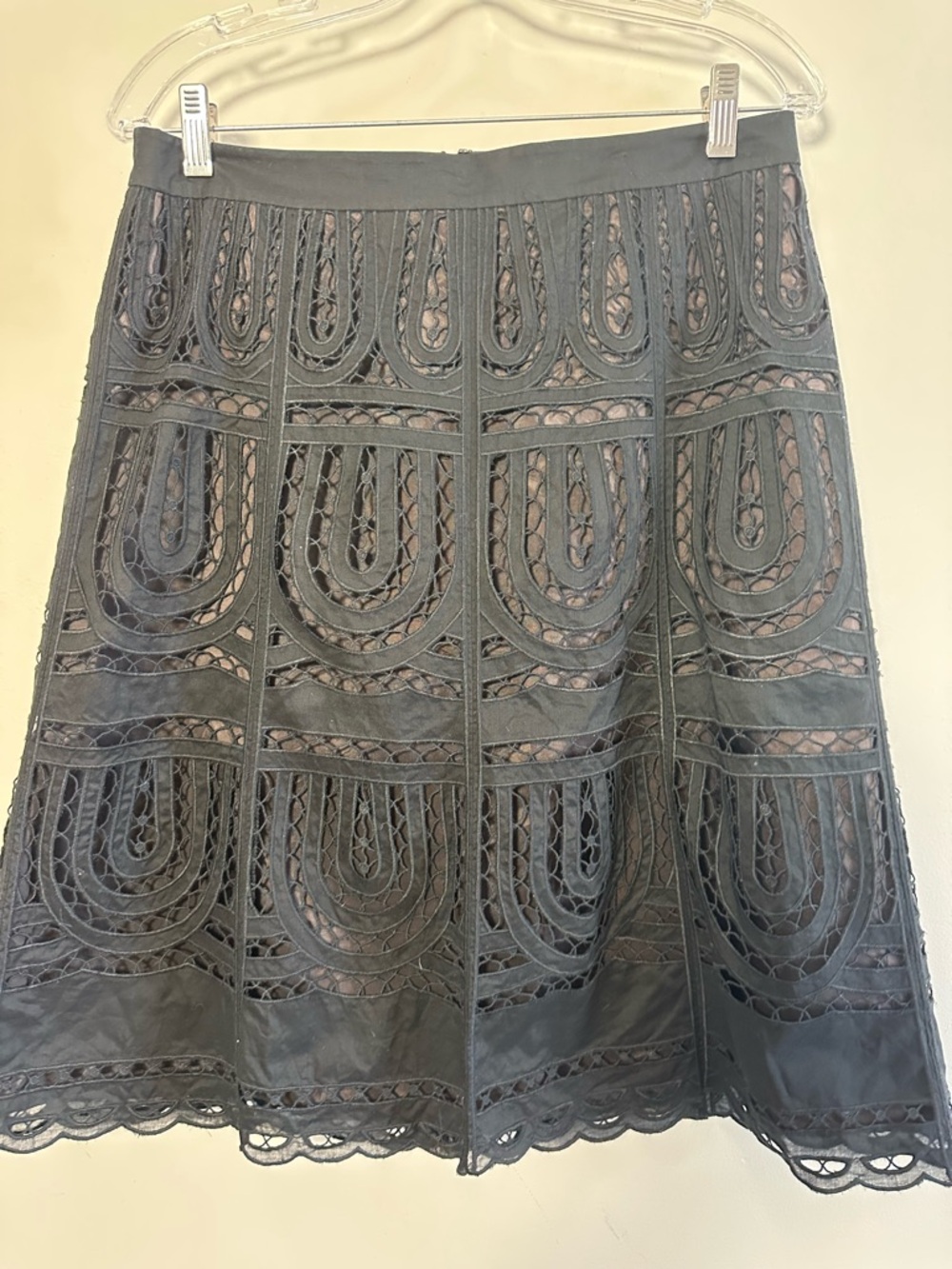 Ann Taylor Black Lace A-Line Skirt Knee length